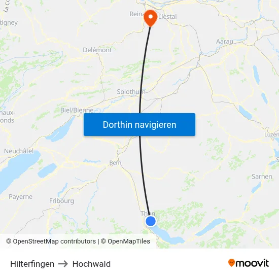 Hilterfingen to Hochwald map