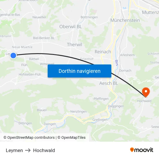 Leymen to Hochwald map