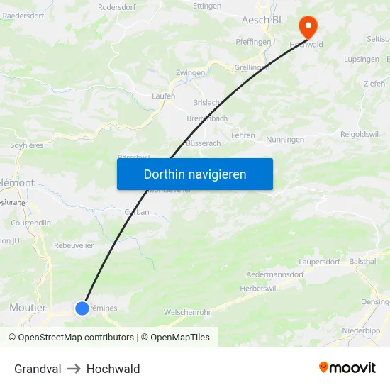 Grandval to Hochwald map