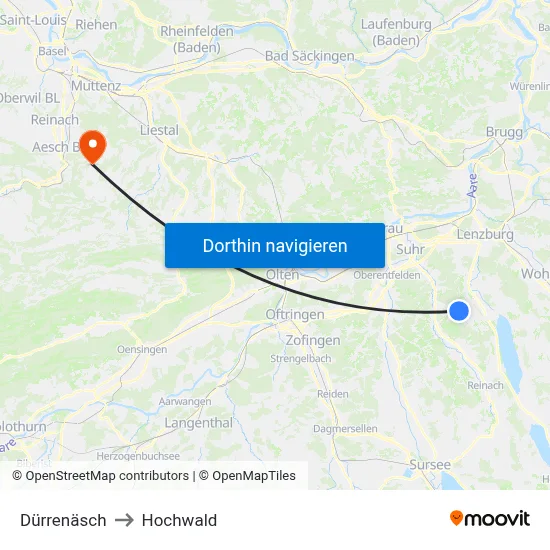 Dürrenäsch to Hochwald map
