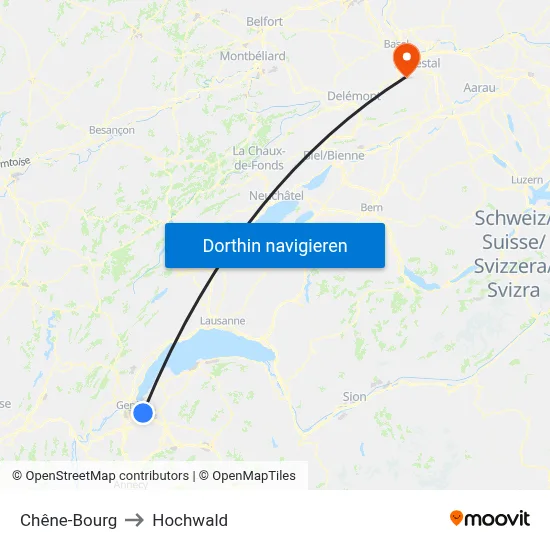 Chêne-Bourg to Hochwald map