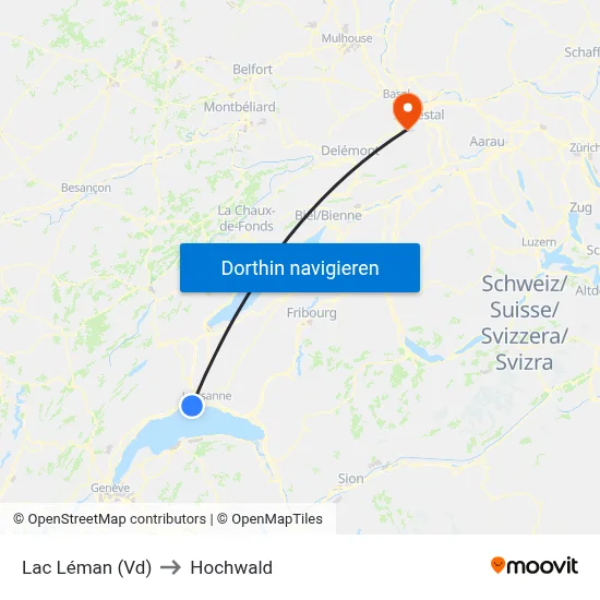 Lac Léman (Vd) to Hochwald map