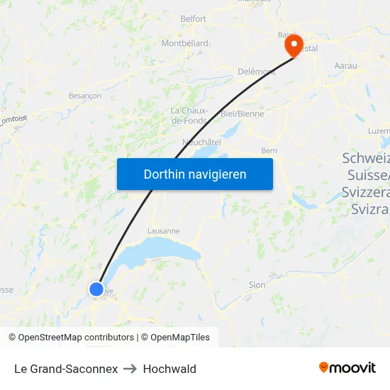 Le Grand-Saconnex to Hochwald map