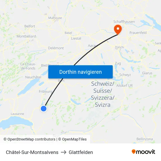 Châtel-Sur-Montsalvens to Glattfelden map
