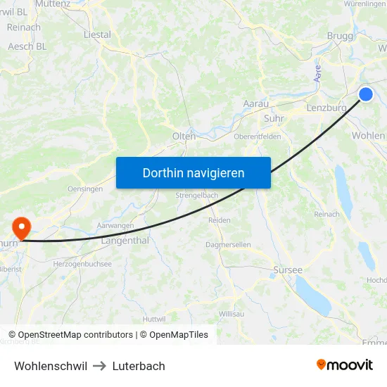 Wohlenschwil to Luterbach map