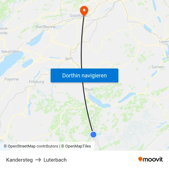 Kandersteg to Luterbach map