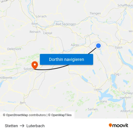 Stetten to Luterbach map