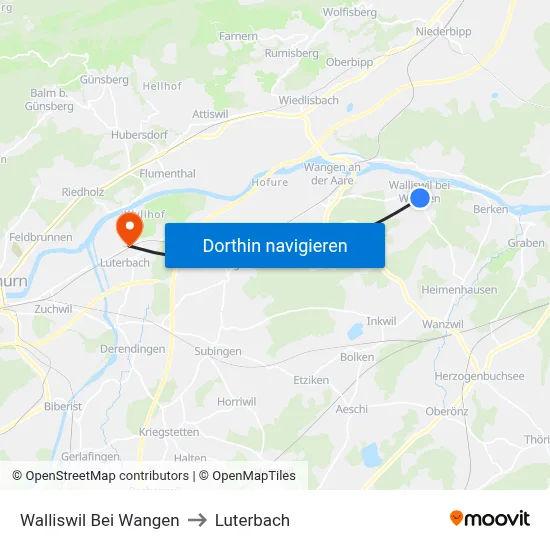 Walliswil Bei Wangen to Luterbach map