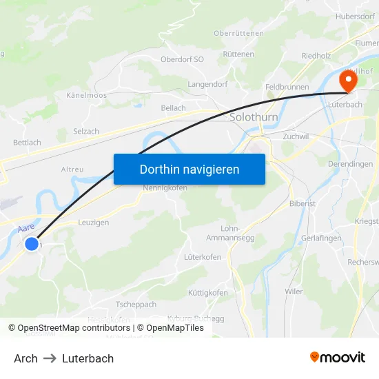 Arch to Luterbach map