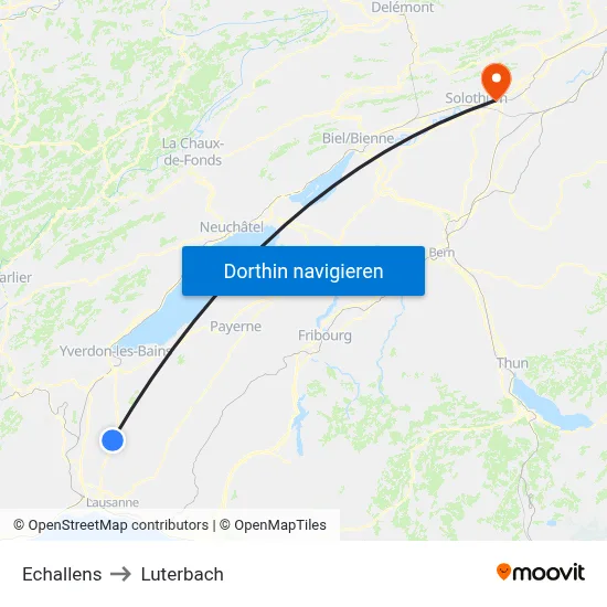Echallens to Luterbach map