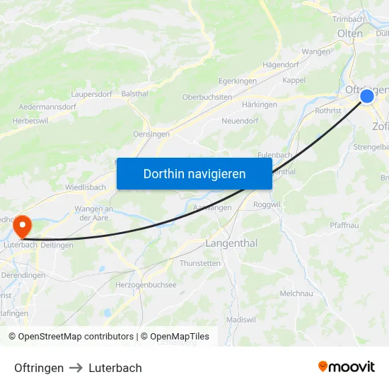 Oftringen to Luterbach map
