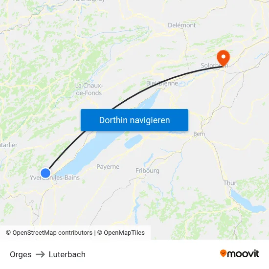 Orges to Luterbach map