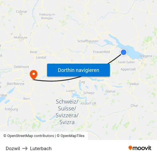 Dozwil to Luterbach map
