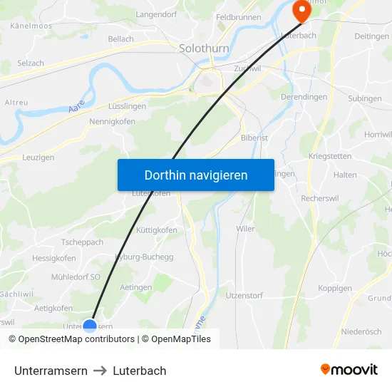 Unterramsern to Luterbach map