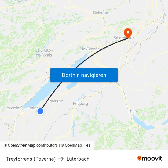 Treytorrens (Payerne) to Luterbach map