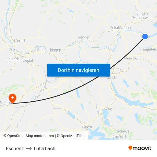 Eschenz to Luterbach map