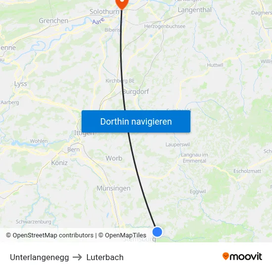 Unterlangenegg to Luterbach map