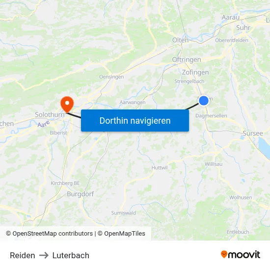 Reiden to Luterbach map