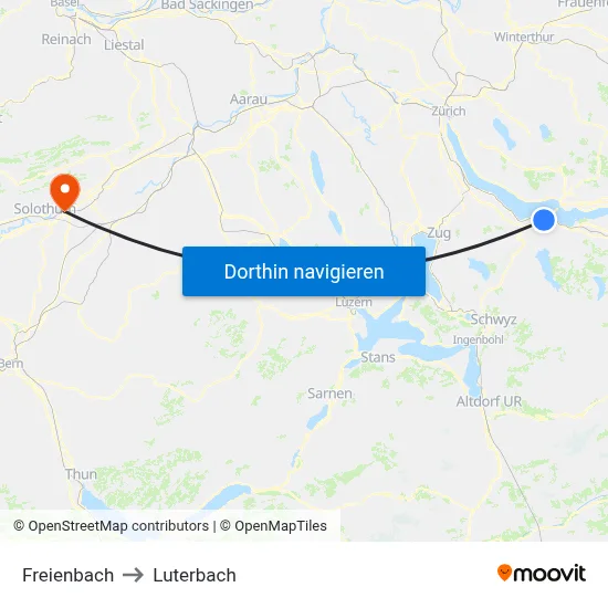 Freienbach to Luterbach map