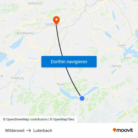 Wilderswil to Luterbach map