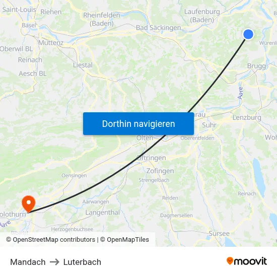 Mandach to Luterbach map