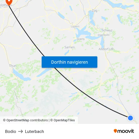 Bodio to Luterbach map