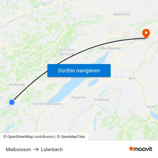 Malbuisson to Luterbach map