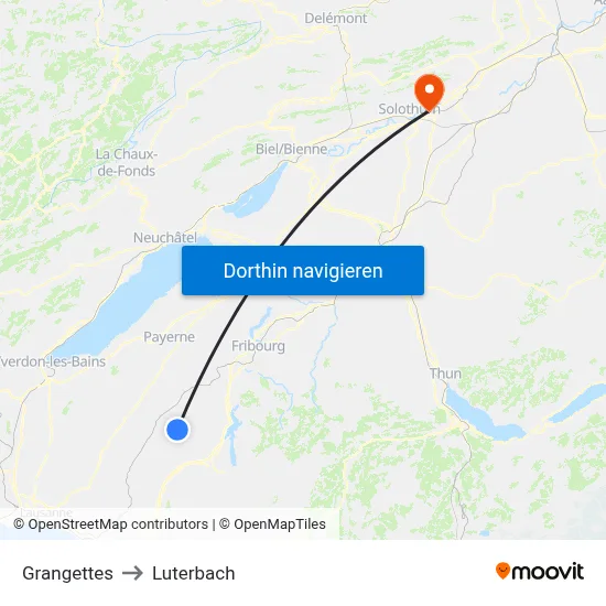 Grangettes to Luterbach map