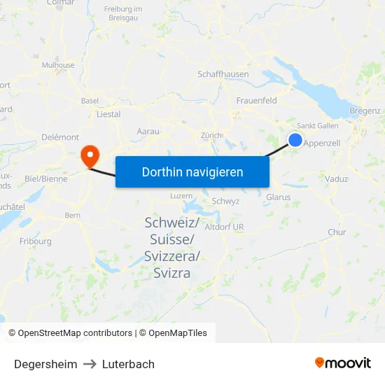 Degersheim to Luterbach map