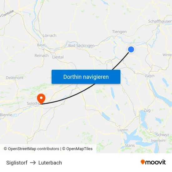 Siglistorf to Luterbach map