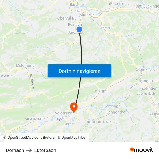 Dornach to Luterbach map