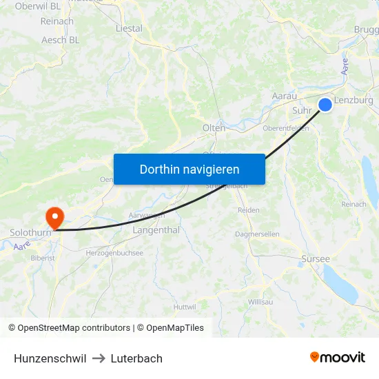 Hunzenschwil to Luterbach map