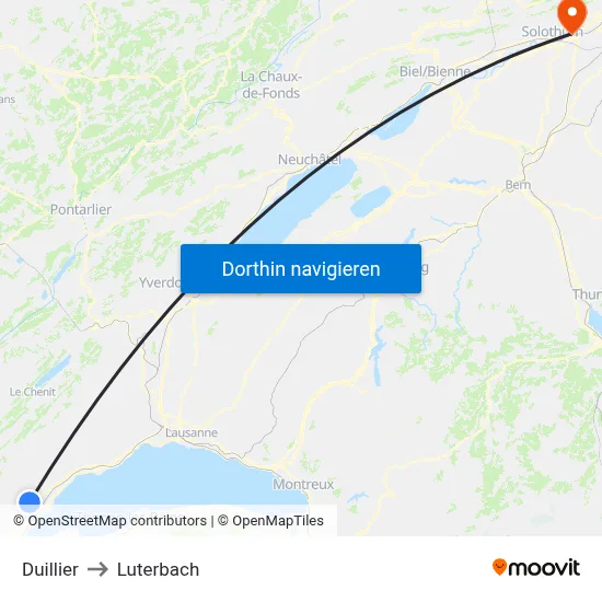 Duillier to Luterbach map