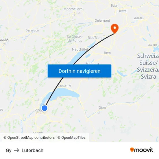 Gy to Luterbach map