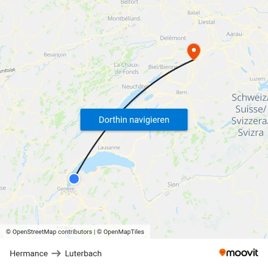 Hermance to Luterbach map