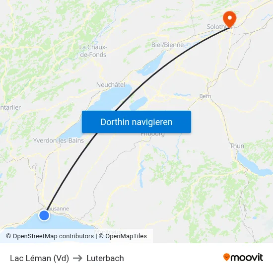 Lac Léman (Vd) to Luterbach map