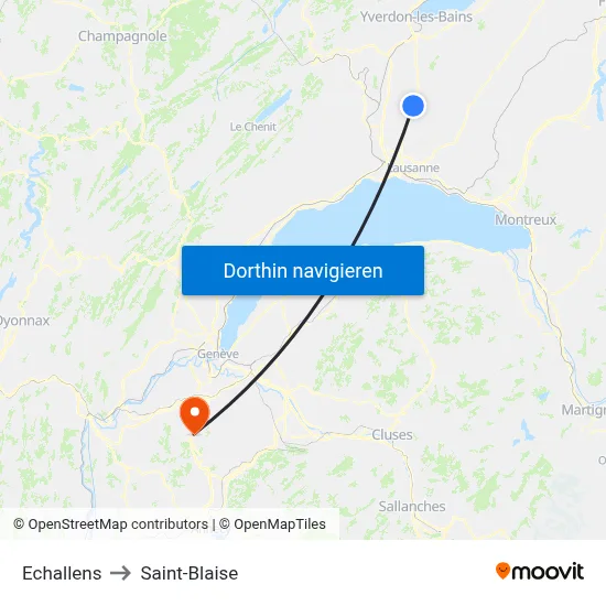 Echallens to Saint-Blaise map