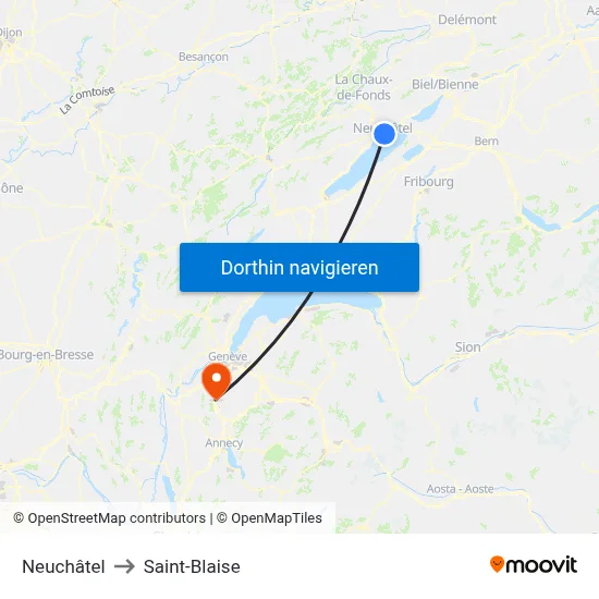 Neuchâtel to Saint-Blaise map