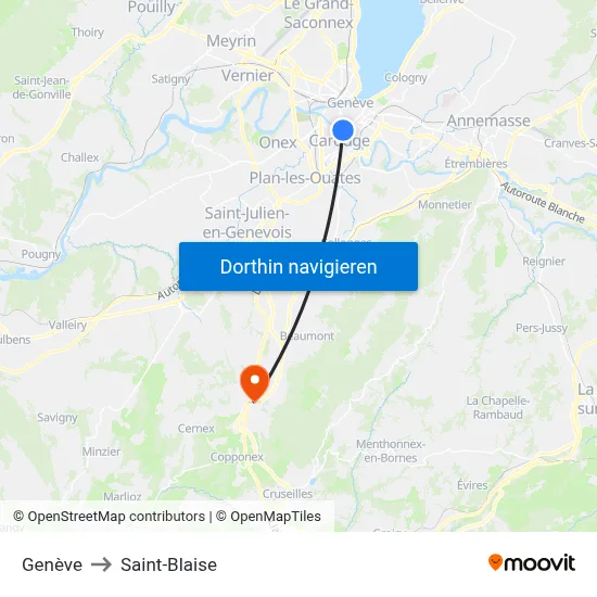 Genève to Saint-Blaise map