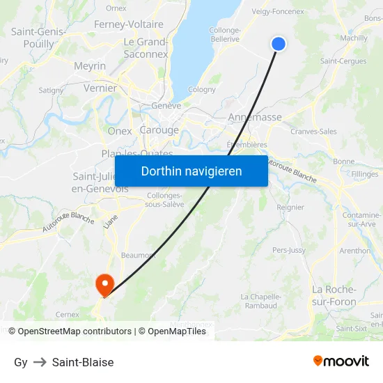 Gy to Saint-Blaise map
