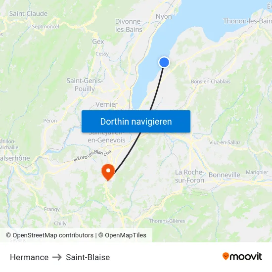 Hermance to Saint-Blaise map
