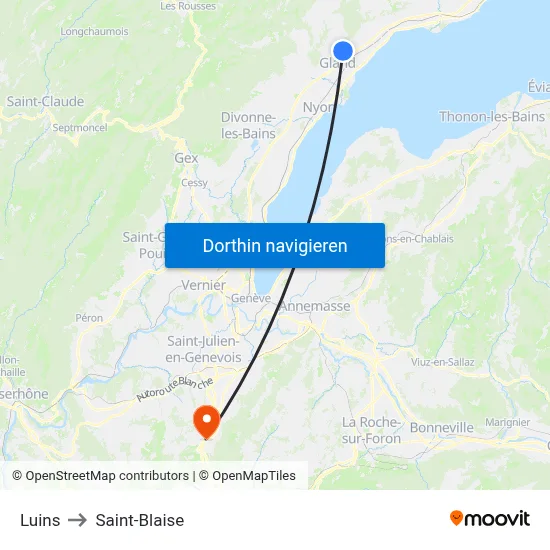 Luins to Saint-Blaise map