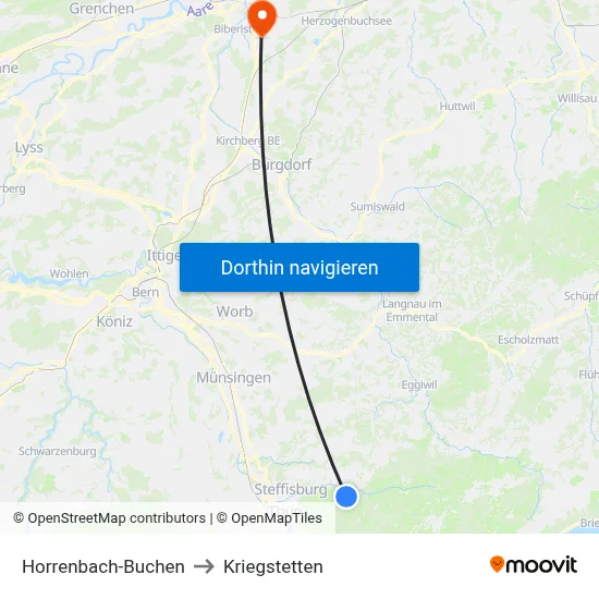 Horrenbach-Buchen to Kriegstetten map
