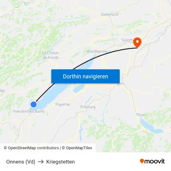 Onnens (Vd) to Kriegstetten map