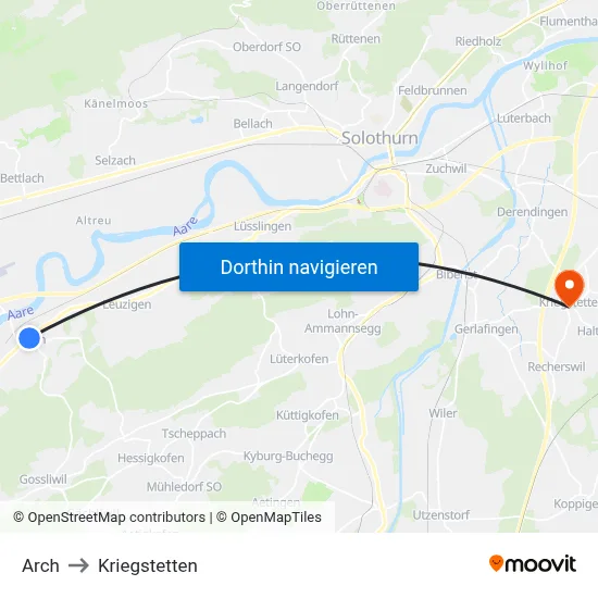 Arch to Kriegstetten map
