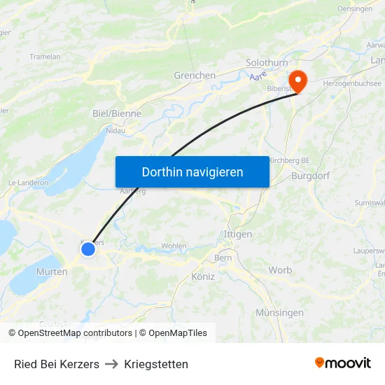 Ried Bei Kerzers to Kriegstetten map