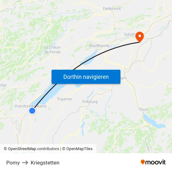 Pomy to Kriegstetten map