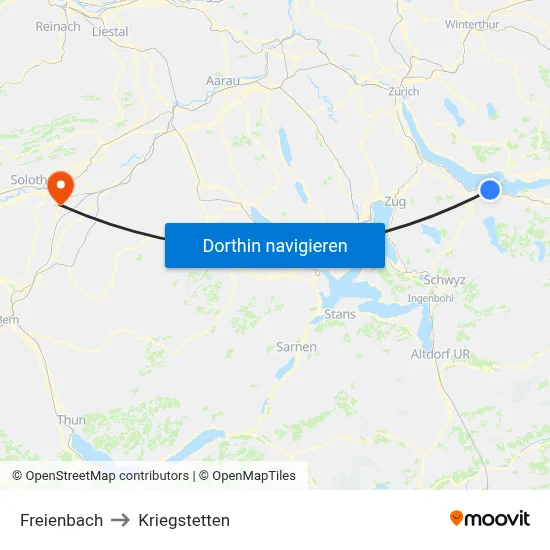 Freienbach to Kriegstetten map