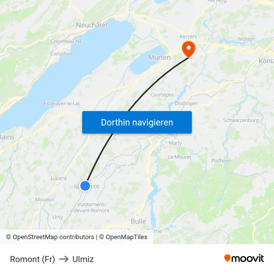 Romont (Fr) to Ulmiz map
