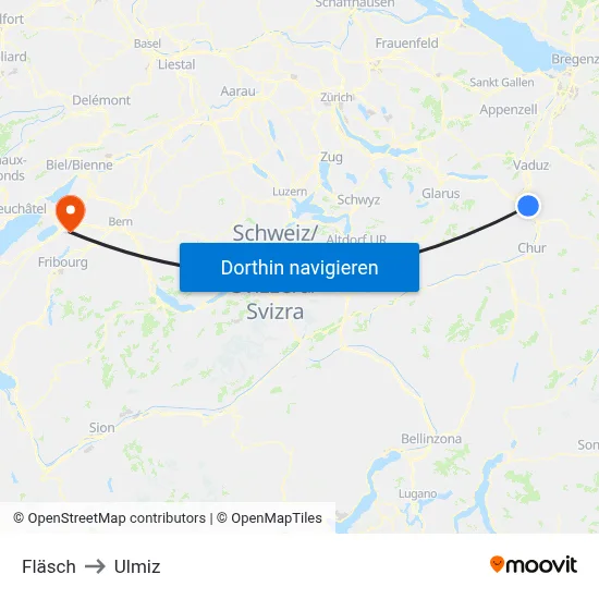 Fläsch to Ulmiz map